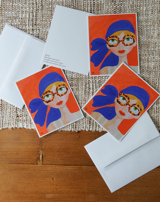 BIRDIE - flat art notecards, set of 4