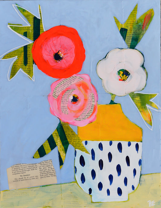 original mixed media floral painting