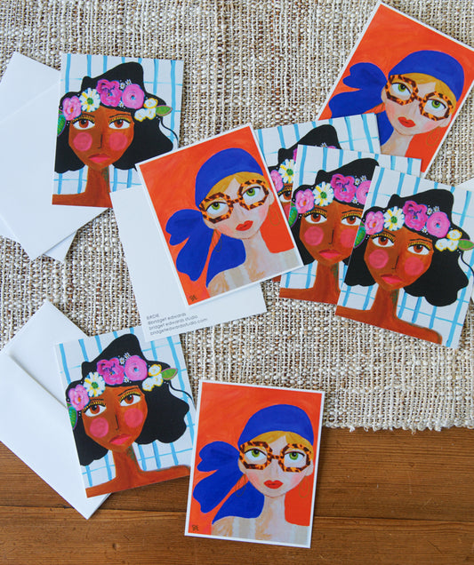 BIRDIE + CONSTANCE - flat art notecards, set of 6