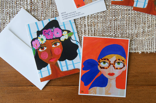 BIRDIE + CONSTANCE - flat art notecards, set of 6