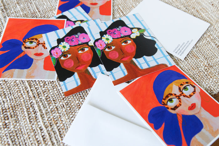 BIRDIE + CONSTANCE - flat art notecards, set of 6