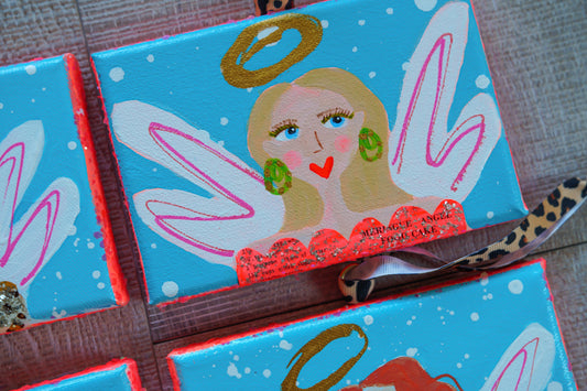 MERRY MAKERS! Original Holiday Art (Turquoise with leopard print ribbon)