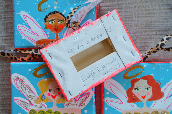 MERRY MAKERS! Original Holiday Art (Turquoise with leopard print ribbon)