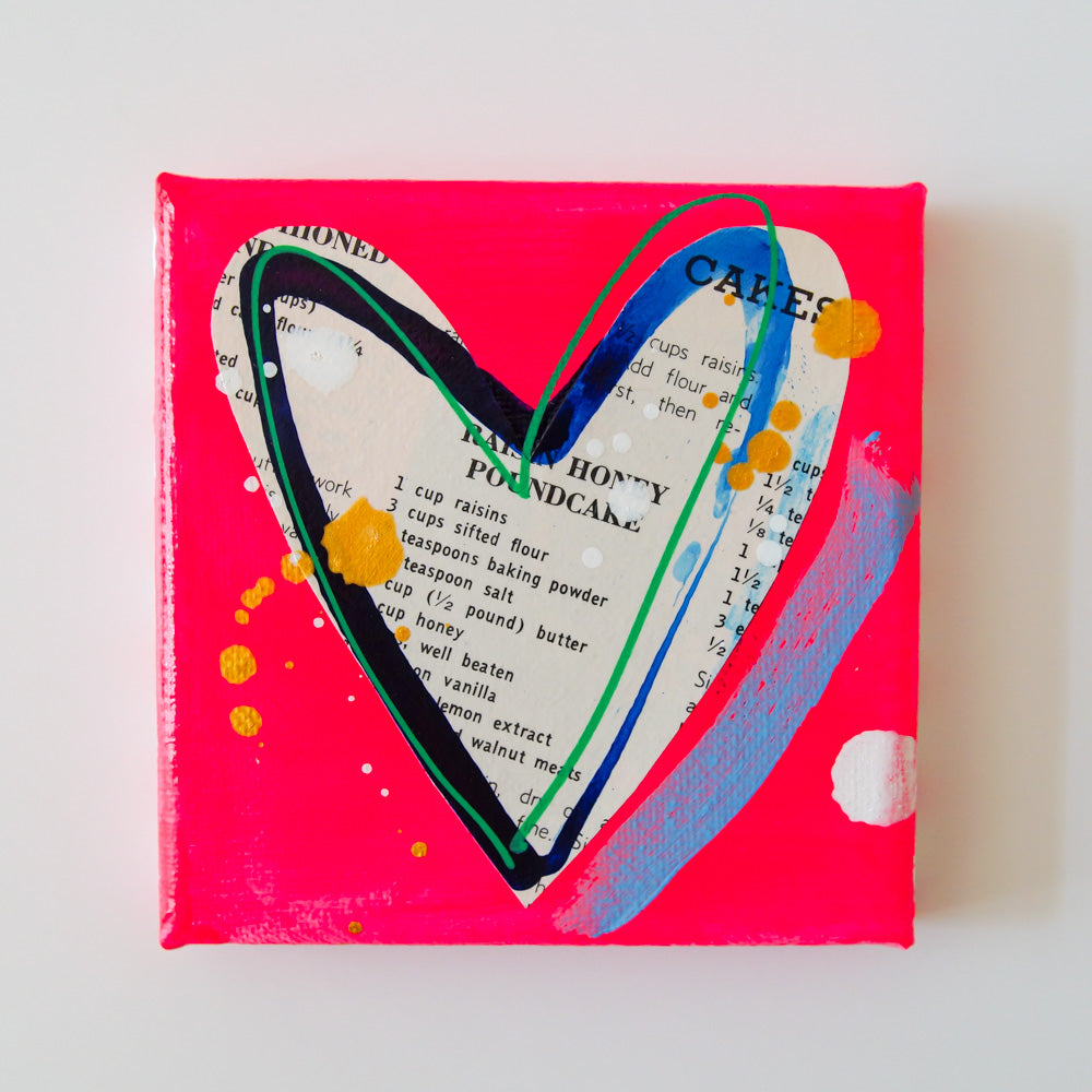 PINK VELVET CAKE. Set of 4 original mixed media on canvas. from Bridget Edwards Studio.