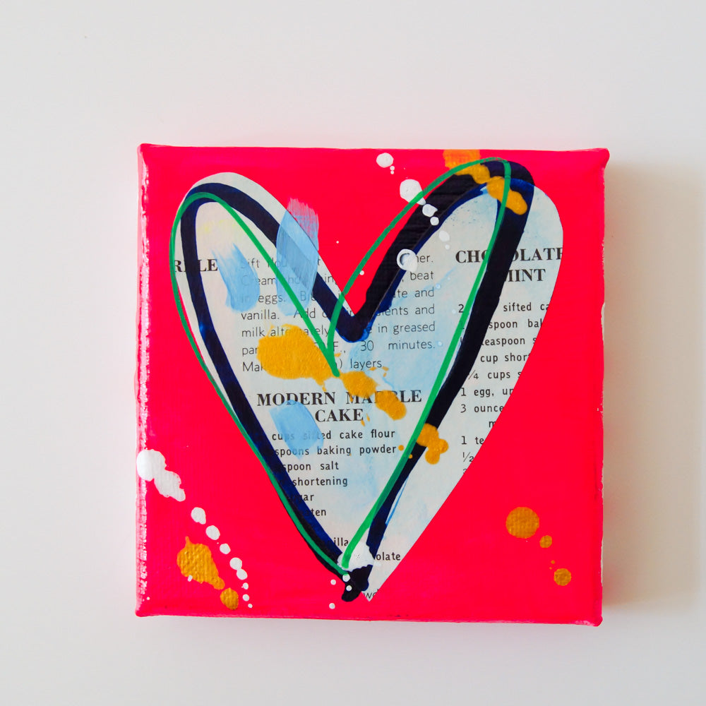 PINK VELVET CAKE. Set of 4 original mixed media on canvas. from Bridget Edwards Studio.