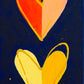 AFTER HOURS. Original painting on canvas with hearts from Bridget Edwards Studio. Narrow painting, art for a narrow wall space.