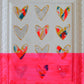 FUN DIP. Original mixed media on wood board with painted frame from Bridget Edwards Studio. Vintage Cookbook and Hearts. 