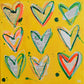 LEMON TREE. Original mixed media on canvas with vintage cookbook and hearts. Yellow, Square.