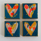 MENU. Set of 4 original mini mixed media on canvas with vintage cookbook and hearts from Bridget Edwards Studio.