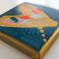 MENU. Set of 4 original mini mixed media on canvas with vintage cookbook and hearts from Bridget Edwards Studio, side view with gold edge