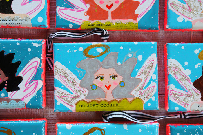 MERRY MAKERS! Original Holiday Art (Turquoise with black & white ribbon)