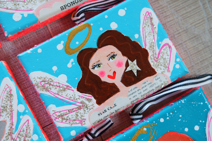 MERRY MAKERS! Original Holiday Art (Turquoise with black & white ribbon)