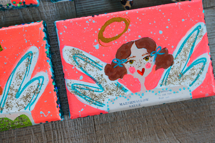 MERRY MAKERS! Original Holiday Art (Bright coral with leopard print ribbon)