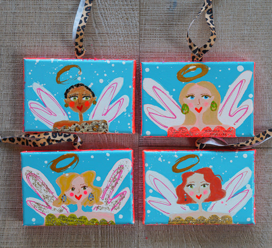 MERRY MAKERS! Original Holiday Art (Turquoise with leopard print ribbon)