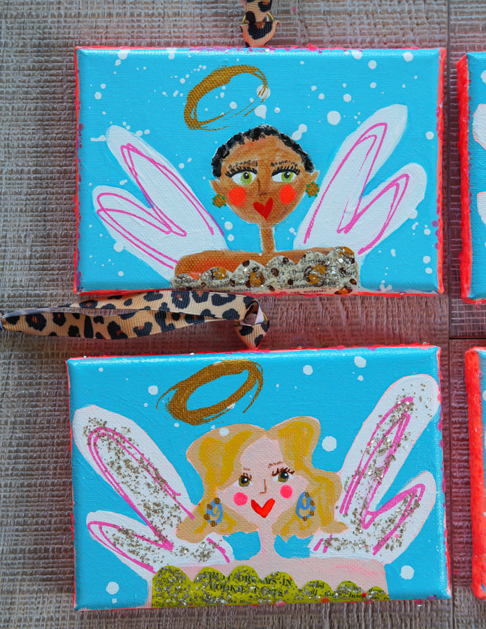 MERRY MAKERS! Original Holiday Art (Turquoise with leopard print ribbon)