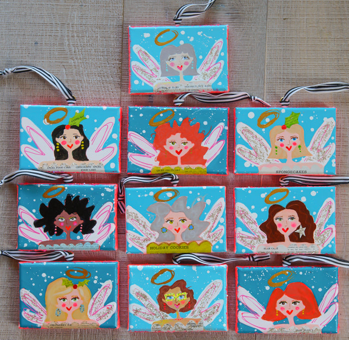 MERRY MAKERS! Original Holiday Art (Turquoise with black & white ribbon)