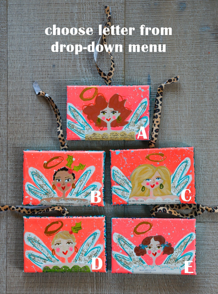 MERRY MAKERS! Original Holiday Art (Bright coral with leopard print ribbon)
